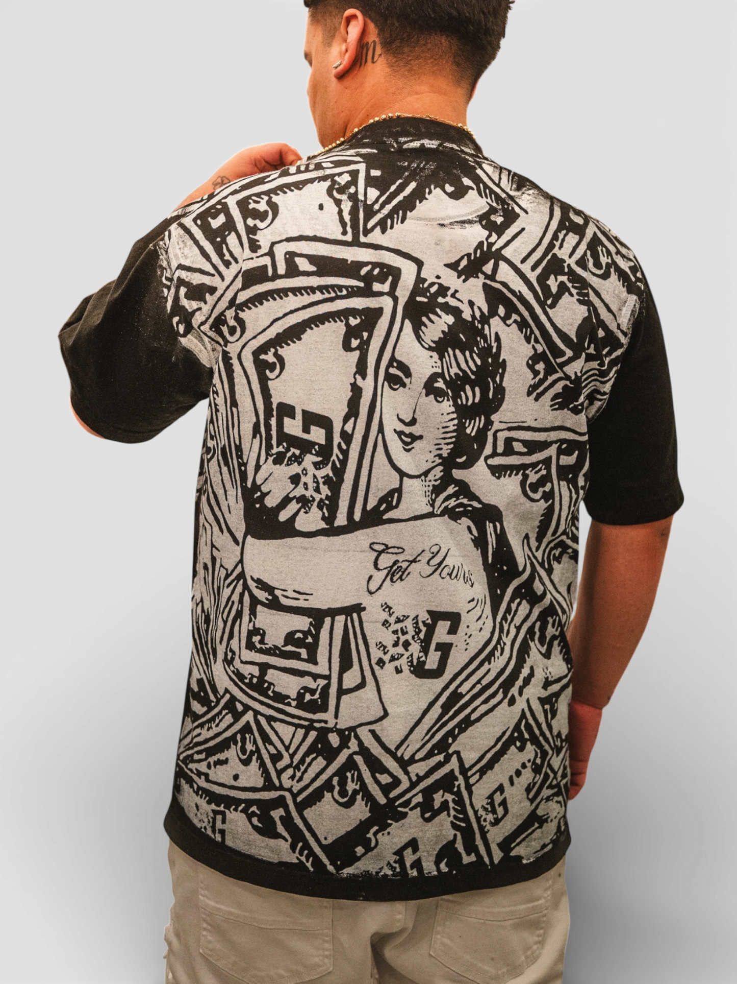 Hand printed Money shirt